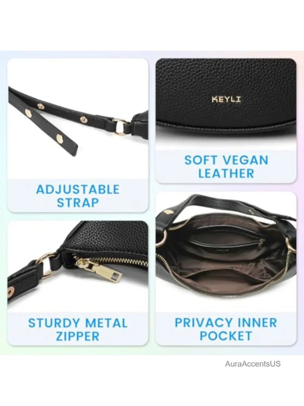 PU Leather Hobo Handbag with Adjustable Strap and RFID Protection